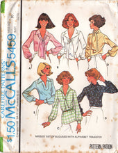 1970's McCall's Pullover Blouse with Necktie and Bishop sleeves pattern- Bust 31.5" - No. 5459
