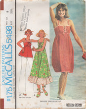 1970's McCall's Tie Front Tunic or Maxi Dress with ruffle - Bust 30.5-34" - No. 5498