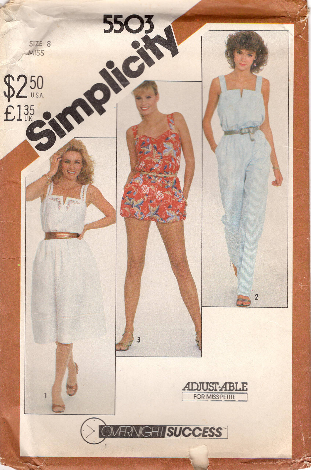 1980's Simplicity Romper, Jumpsuit or Pullover Sundress pattern - Bust 31.5