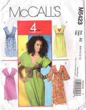 2000's McCall's Deep V Neck dress pattern with Empire Waist and Cap Sleeves - Bust 30.5-36" - UC/FF - No. M5423