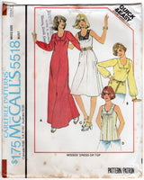 1970's McCall's Yoked Maxi, Midi Dress or Blouse pattern - Bust 30.5-38" - No. 5518