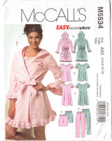 2000's McCall's Pajama and Robe with Hood Pattern - Bust 29.5-34" - UC/FF - No. M5534