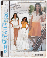 1970's McCall's Yoked Top, and Shorts, Culottes or Wide Leg Pants pattern - Marlo's Corner - Bust 31.5-38" - No. 5526