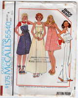 1970's McCall's Yoked Tie Shoulder Maxi, Midi Dress or Blouse pattern with embroidery transfer - Bust 31.5-34" - No. 5540