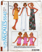 1970's McCall's One Piece Swimsuit and Ruffled Skirt pattern - Bust 31.5-38" - No. 5542