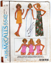 1970's McCall's One Piece Swimsuit and Ruffled Skirt pattern - Bust 31.5-38" - No. 5542
