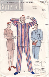 1950's Butterick Men's Pajama pattern with long pants or shorts - Chest 38-40" - No. 5546