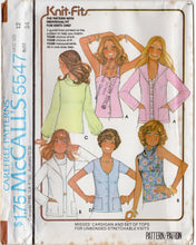 1970's McCall's Pullover Top, and Cardigan pattern - Bust 32.5-38" - No. 5547