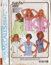 1970's McCall's Pullover Top, and Cardigan pattern - Bust 32.5-38" - No. 5547