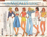 1970's McCall's High Waisted Culottes, Pants, or Shorts and T-shirt Pattern - Bust 30.5-38" - No. 5559