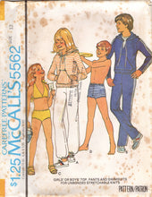 1970's McCall's Child's Two Piece Swimsuit or Pullover top and Pants pattern - Chest 26-32" - No. 5562