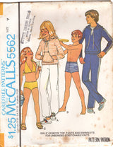 1970's McCall's Child's Two Piece Swimsuit or Pullover top and Pants pattern - Chest 26-32" - No. 5562