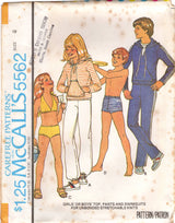 1970's McCall's Child's Two Piece Swimsuit or Pullover top and Pants pattern - Chest 26-32" - No. 5562