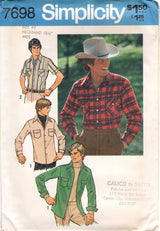 1970's Simplicity Men's Western Button Up Shirt Pattern - Chest 40" - No. 7698