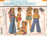 1970's McCall's Child's Summer tops, shorts and pants pattern - Chest 21-25" - No. 5581