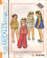 1970's McCall's Child's Pullover Yoked Top with Tie Shoulders and Bloomers or Pants Pattern- Chest 22-25" - No. 5596