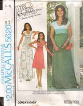 1970's McCall's Color Block Midi or Maxi Dress with Scoop Neckline - Marlo's Corner - Bust 31-36" - No. 5620
