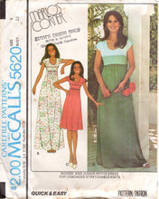 1970's McCall's Color Block Midi or Maxi Dress with Scoop Neckline - Marlo's Corner - Bust 31-36" - No. 5620
