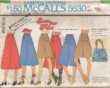 1970's McCall's Back Yoke Flared Skirt and Culottes and Tote Bag Pattern - Waist 23-26.5" - No. 5630