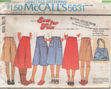 1970's McCall's Child's Back Yoke Flared Skirt and Culottes and Tote Bag Pattern - Waist 23-26.5" - No. 5631