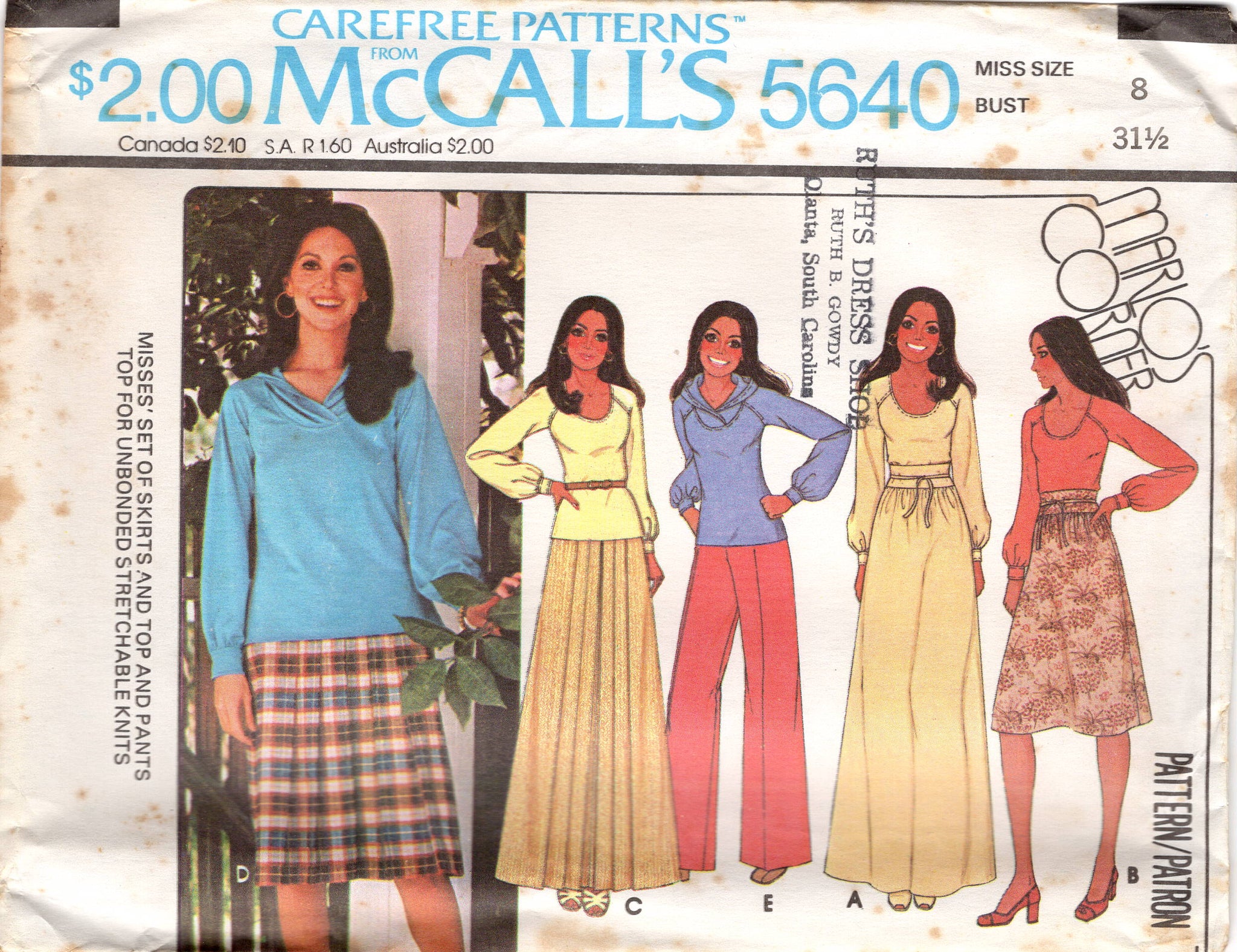1970's McCall's Marlo's Corner Scoop Neck Blouse, Maxi Skirt and High –  Backroom Finds