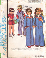 1970's McCall's Child's Romper or Full length Jumpsuit Pattern with Raggedy Ann and Andy Transfers - Chest 20-25" - No. 5641