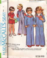 1970's McCall's Child's Romper or Full length Jumpsuit Pattern with Raggedy Ann and Andy Transfers - Chest 20-25" - No. 5641