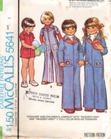 1970's McCall's Child's Romper or Full length Jumpsuit Pattern with Raggedy Ann and Andy Transfers - Chest 20-25" - No. 5641