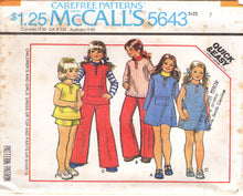 1970's McCall's Child's Dress, Top, Pants or Shorts Pattern - Chest 23-27" - No. 5643