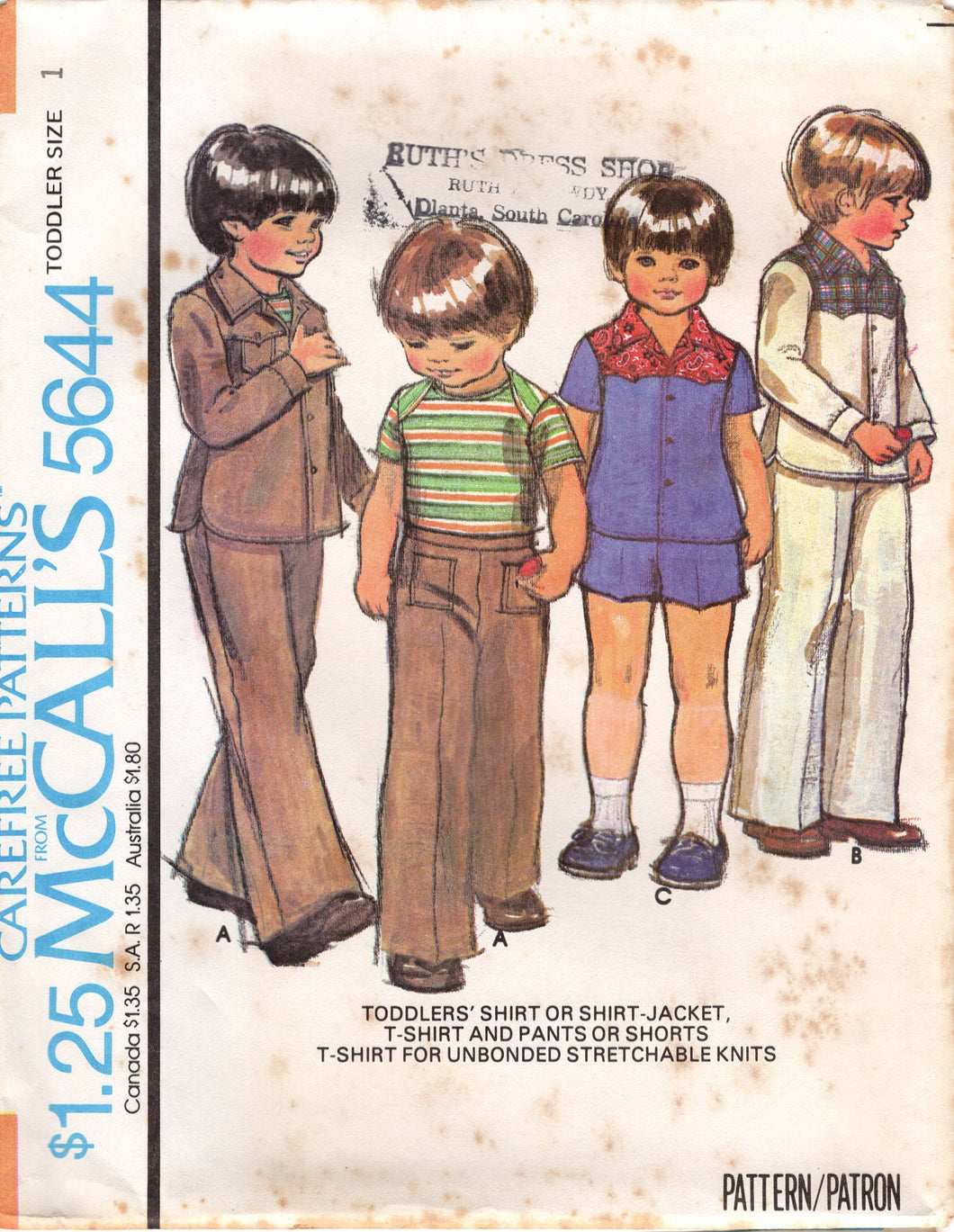 1970's McCall's Child's Western Shirt, Pants, and Shorts Pattern - Chest 20-23