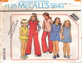 1970's McCall's Child's Dress, Top, Pants or Shorts Pattern - Chest 23-27" - No. 5643