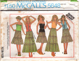 1970's McCall's Blouse with Front Ties, Lace Up Front or Halter and Tiered Skirt - Bust 30.5-31.5" - No. 5648