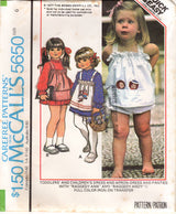 1970's McCall's Child's Long Sleeve Dress, Apron-Dress and Bloomers Pattern and Raggedy Ann and Andy Transfers- Waist 22-25" - No. 5650