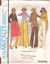 1970's McCall's Pullover Blouse pattern with inset Sleeves and Midi or Maxi Pleated Front Skirt - Bust 32.5-34" - No. 5655
