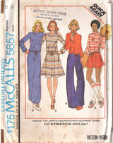 1970's McCall's Top or Turtleneck top with pockets, Flared Skirt or Pants pattern - Bust 31.5-38" - No. 5657