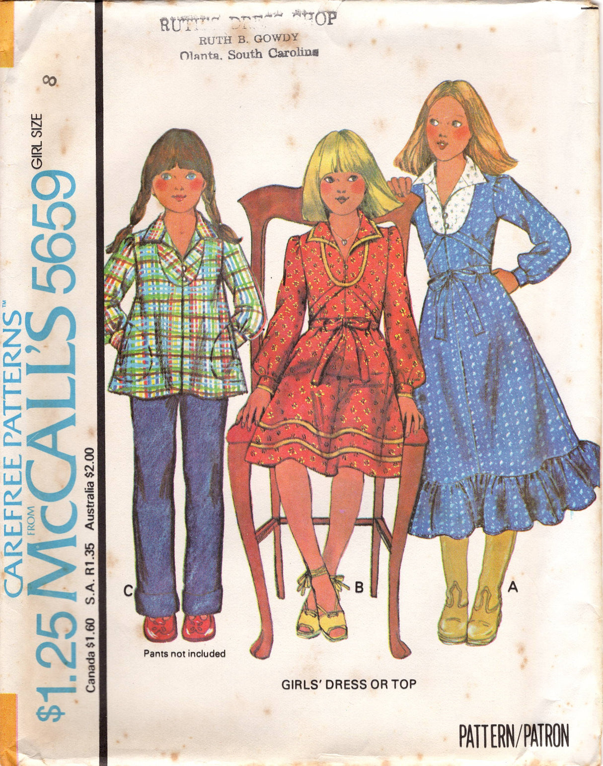 1970's McCall's Child's Fit and Flare Dress Pattern with Contrast bodice panels - Chest 27-32" - No. 5659