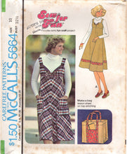 1970's McCall's Empire Waist Strappy Dress and Tote Bag Pattern - Bust 29-38" - No. 5664