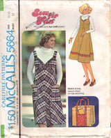 1970's McCall's Empire Waist Strappy Dress and Tote Bag Pattern - Bust 29-38" - No. 5664