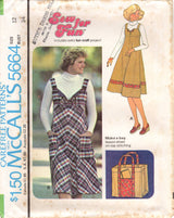 1970's McCall's Empire Waist Strappy Dress and Tote Bag Pattern - Bust 29-38" - No. 5664