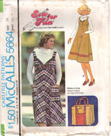 1970's McCall's Empire Waist Strappy Dress and Tote Bag Pattern - Bust 29-38" - No. 5664