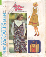 1970's McCall's Empire Waist Strappy Dress and Tote Bag Pattern - Bust 29-38" - No. 5664