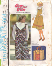 1970's McCall's Empire Waist Strappy Dress and Tote Bag Pattern - Bust 29-38" - No. 5664