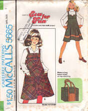 1970's McCall's Child's Empire Waist Strappy Dress and Tote Bag Pattern - Chest 26-32" - No. 5665