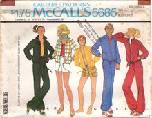 1970's McCall's Unlined Jacket and Wide Leg Pants Athletic Set pattern - Chest 30.5-42" - No. 5685