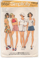 1970's Simplicity Halter Top, Blouse, Shorts and Skirt - Bust 32" - No. 5687