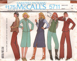 1970's McCall's Vest, Unlined Jacket and Wide Leg Pants or Flared Skirt pattern - Bust 31-38" - No. 5711