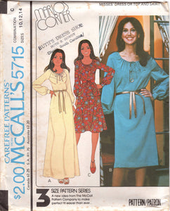1970's McCall's Maxi Scoop Neck Dress with Yoke Accent or Tunic and Flared Skirt Pattern - Bust 30.5-42" - No. 5715