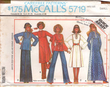 1970's McCall's Dress, Tunic or Top with Mandarin Collar, Bag and Scarf Pattern  - Bust 30.5-34" - No. 5719