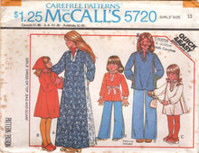 1970's McCall's Dress, Tunic or Top with Mandarin Collar, Bag and Scarf Pattern  - Child 7-14 - No. 5720