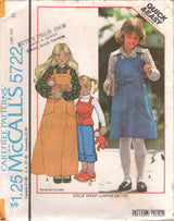 1970's McCall's Back Wrap Dress, TUnic and Top Pattern  - Child 7-14 - No. 5722